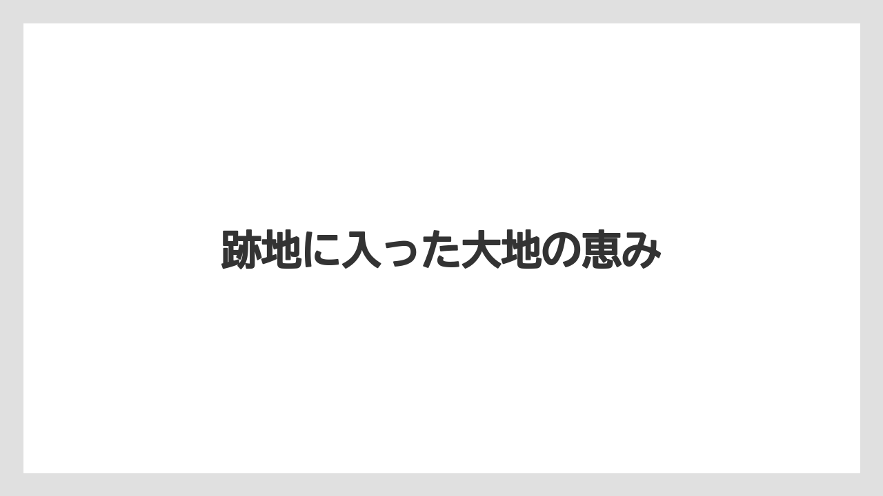跡地に入った大地の恵み