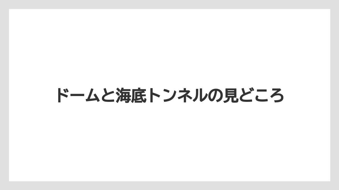 ドームと海底トンネルの見どころ