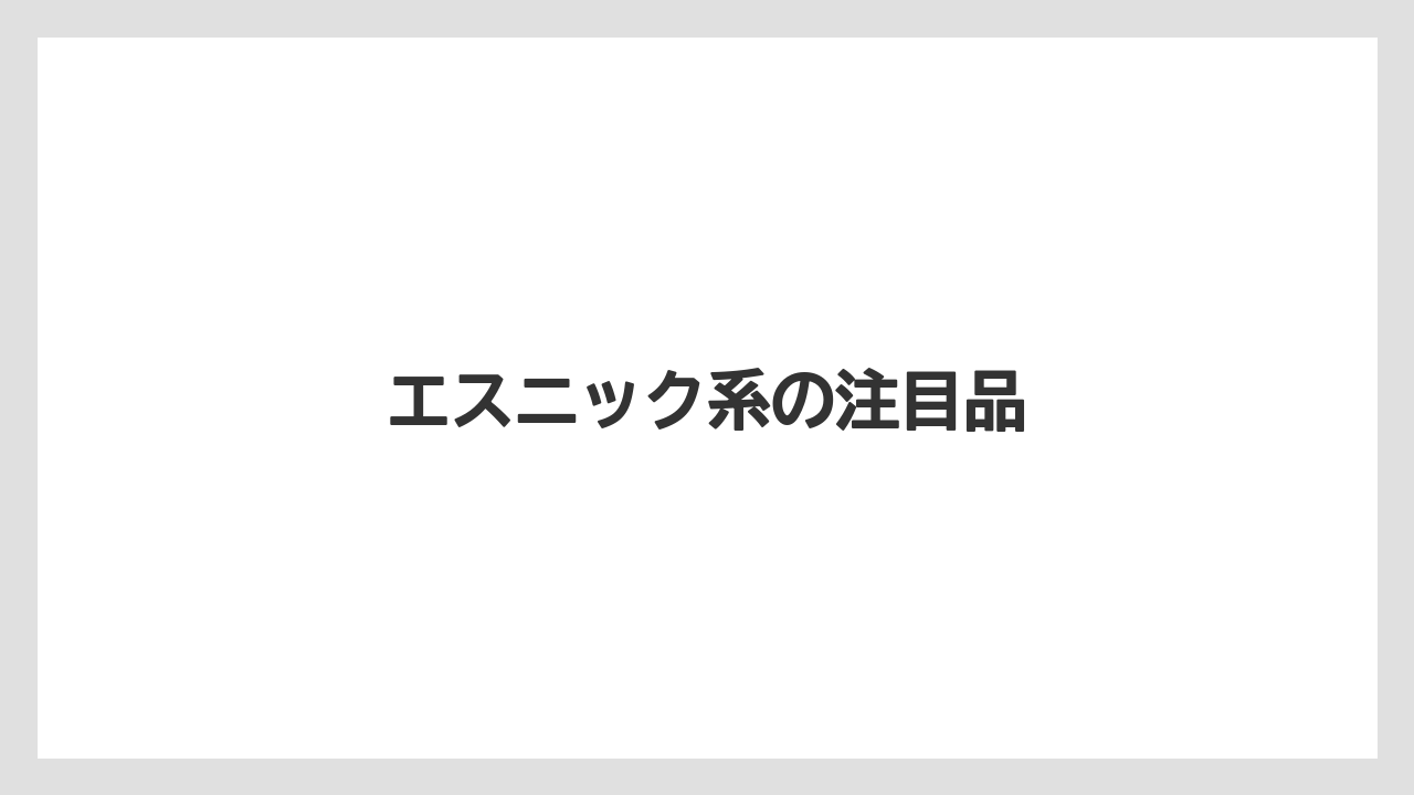 エスニック系の注目品