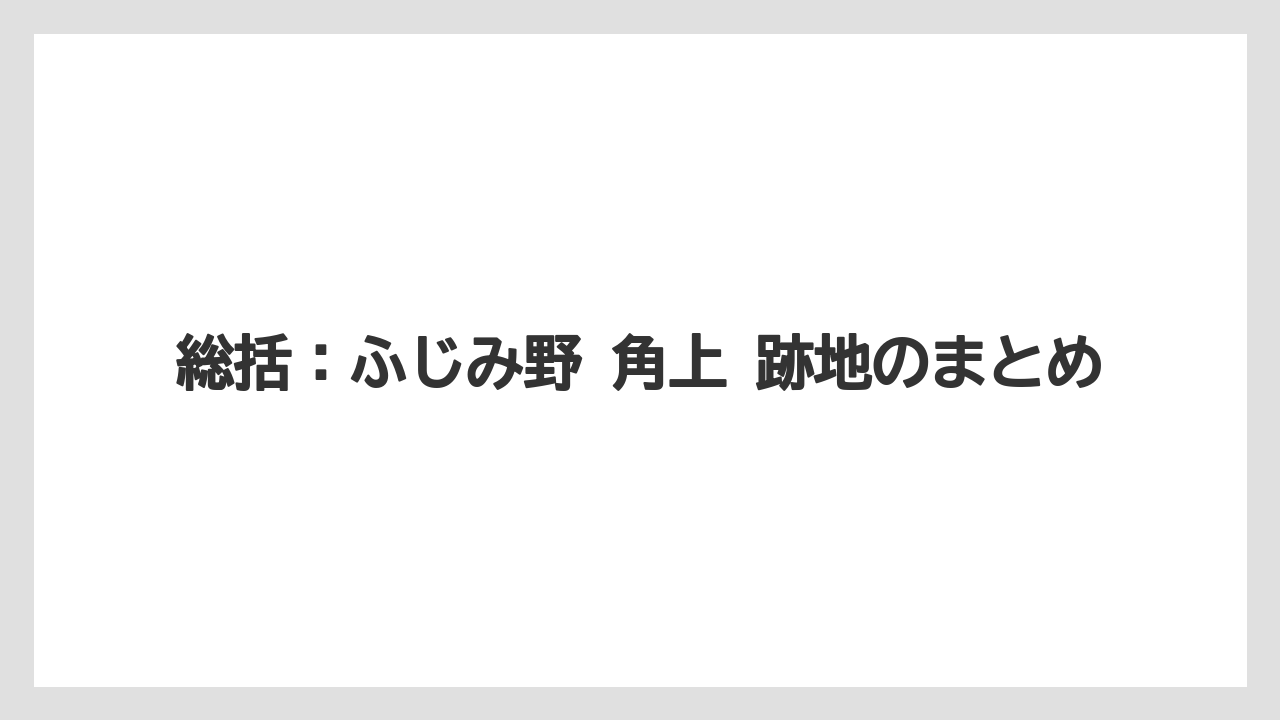総括：ふじみ野 角上 跡地のまとめ