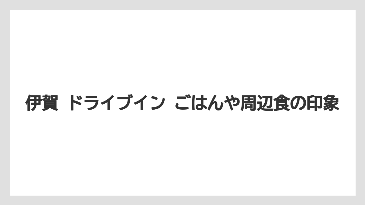 伊賀 ドライブイン ごはんや周辺食の印象