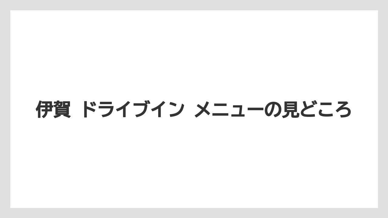 伊賀 ドライブイン メニューの見どころ