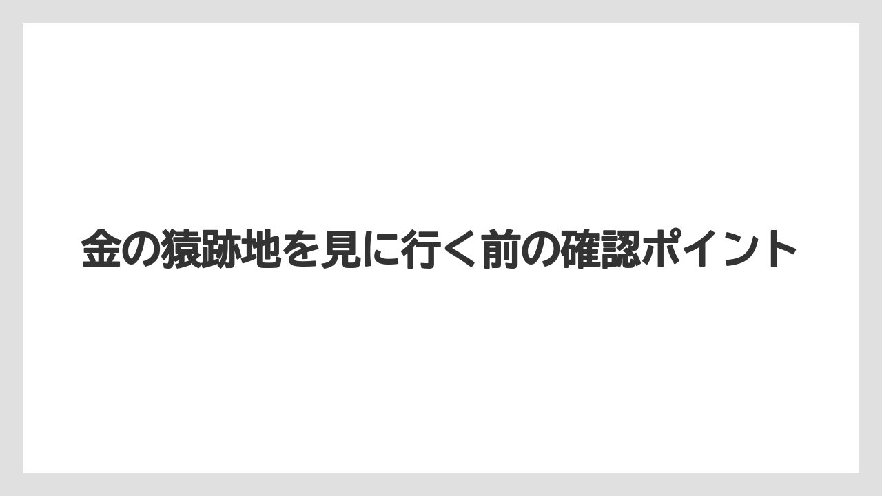 金の猿跡地を見に行く前の確認ポイント