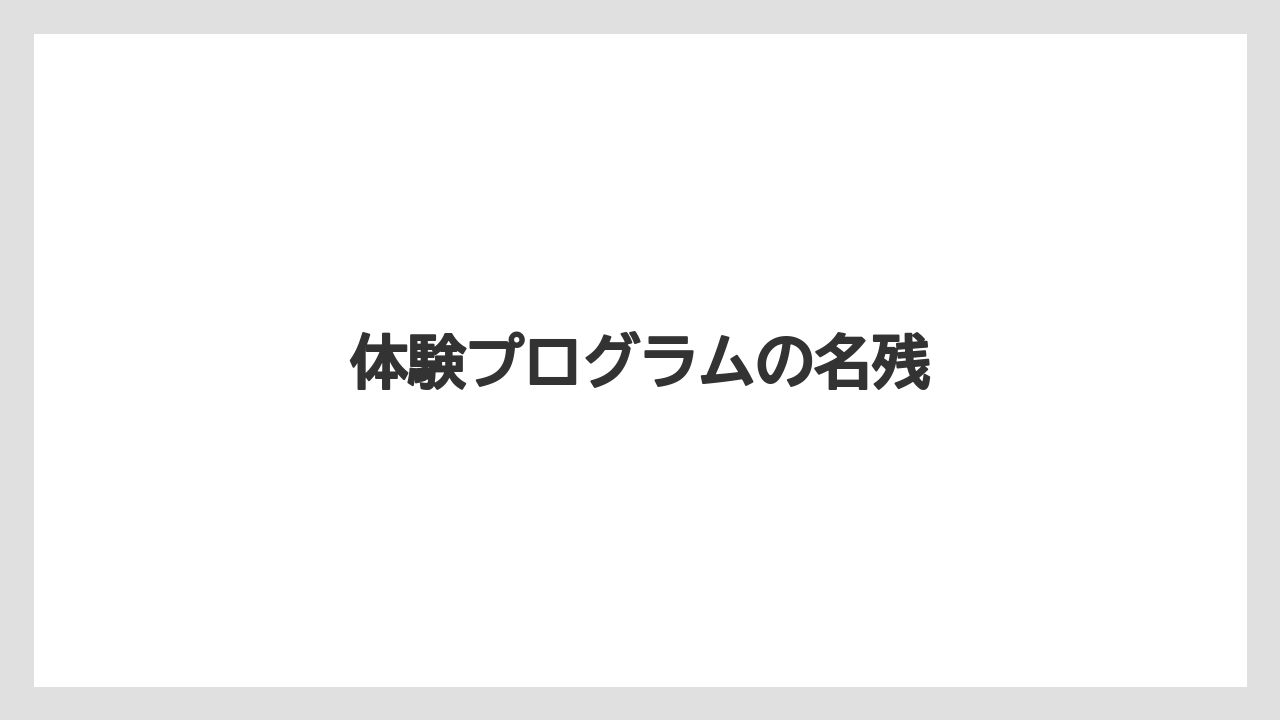 体験プログラムの名残