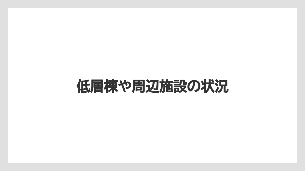 低層棟や周辺施設の状況