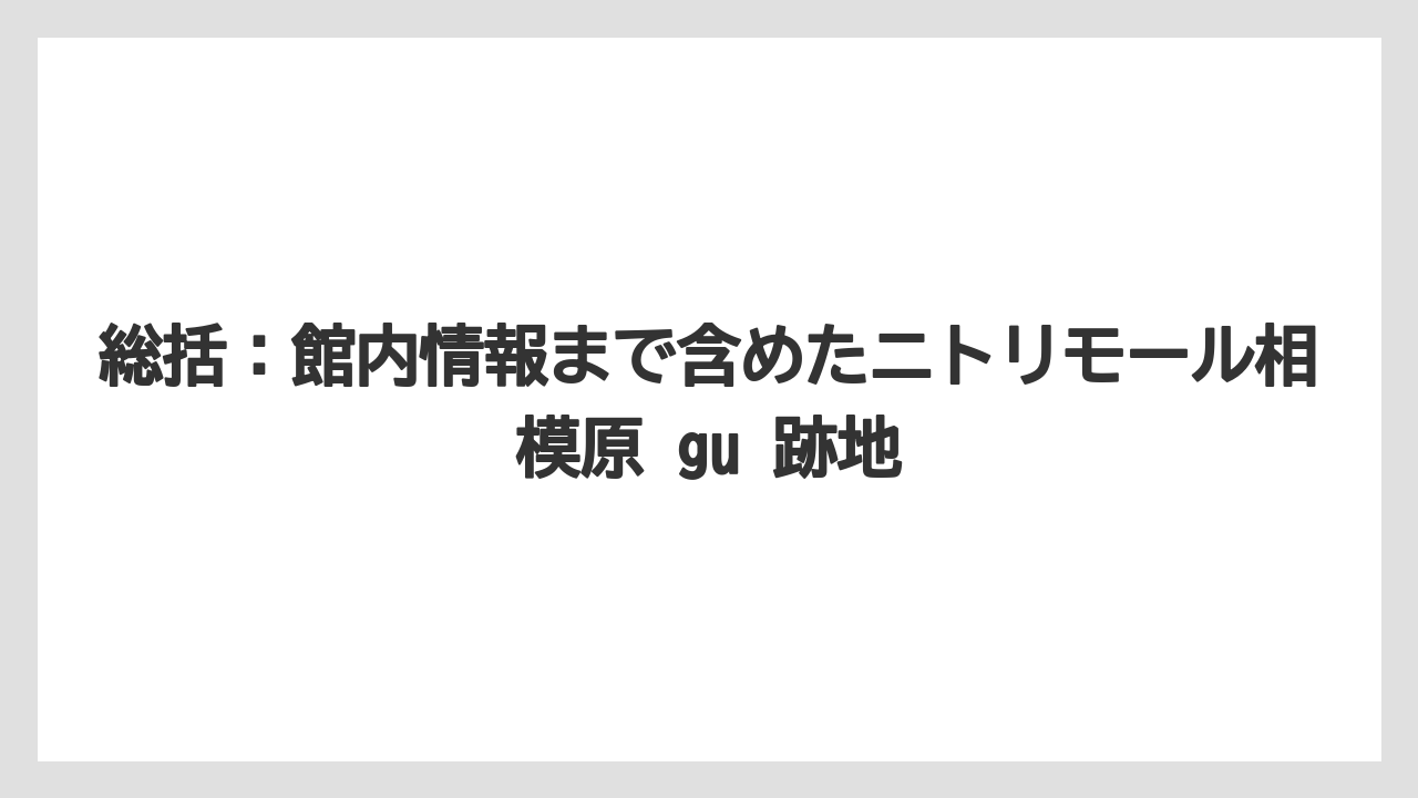 総括：館内情報まで含めたニトリモール相模原 gu 跡地