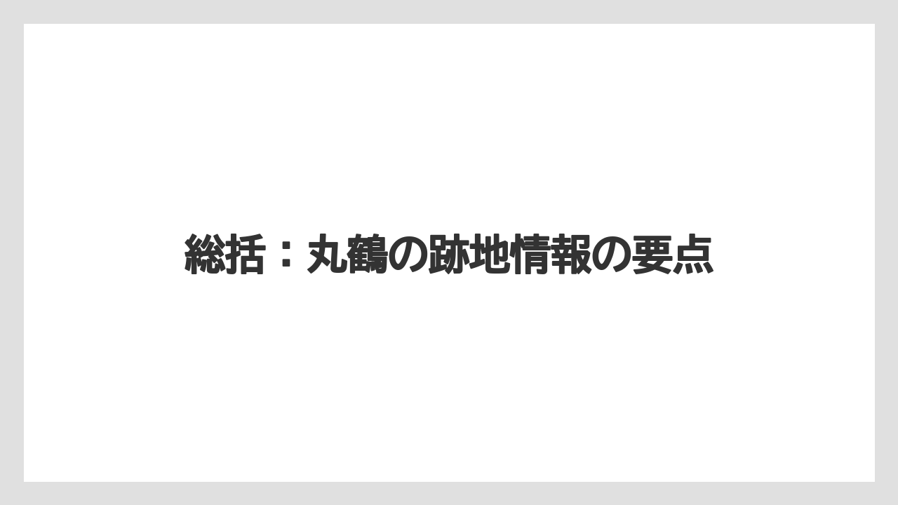 総括：丸鶴の跡地情報の要点