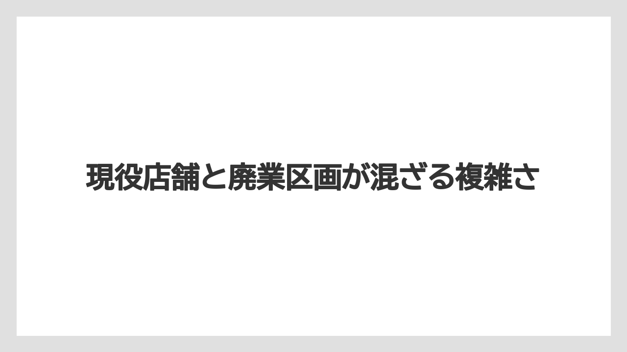 現役店舗と廃業区画が混ざる複雑さ