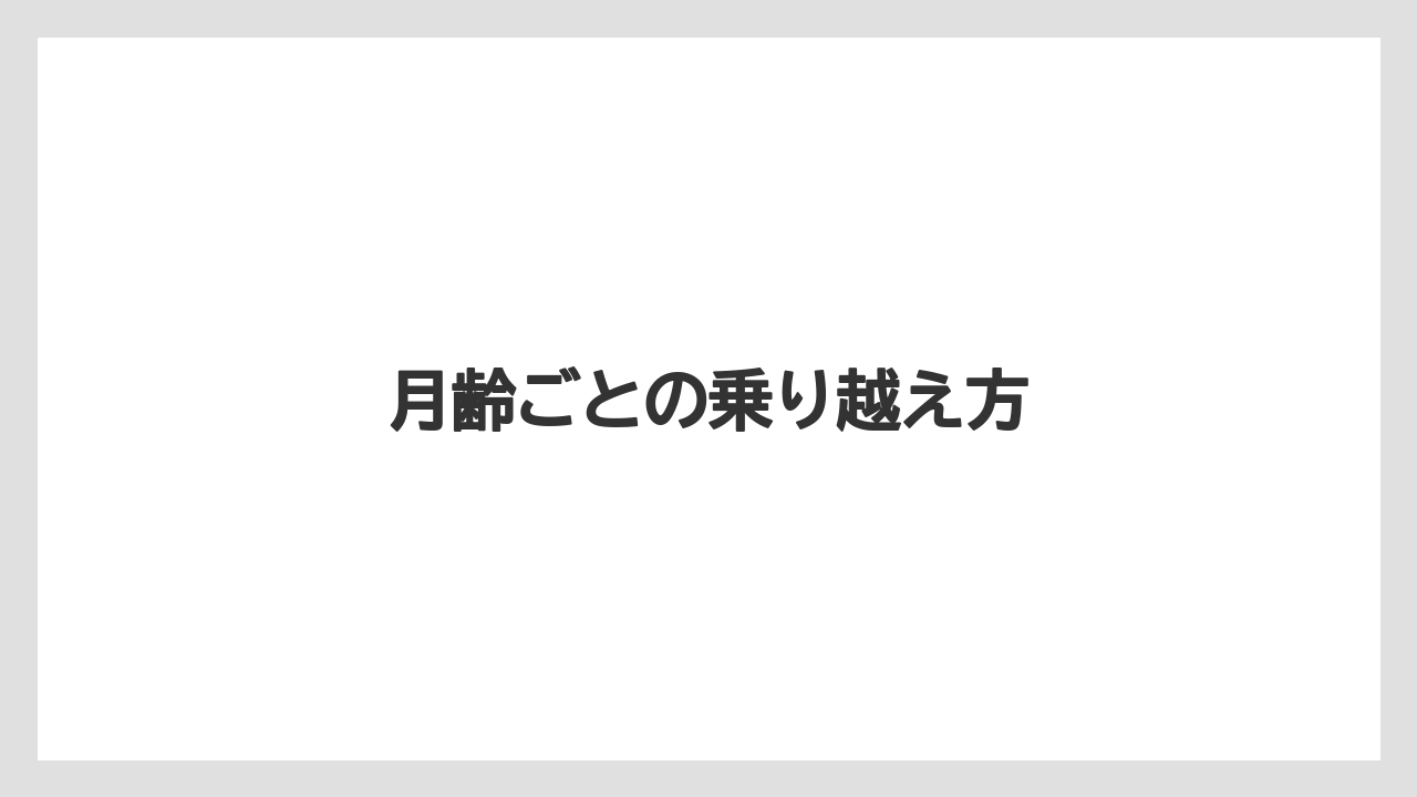 月齢ごとの乗り越え方