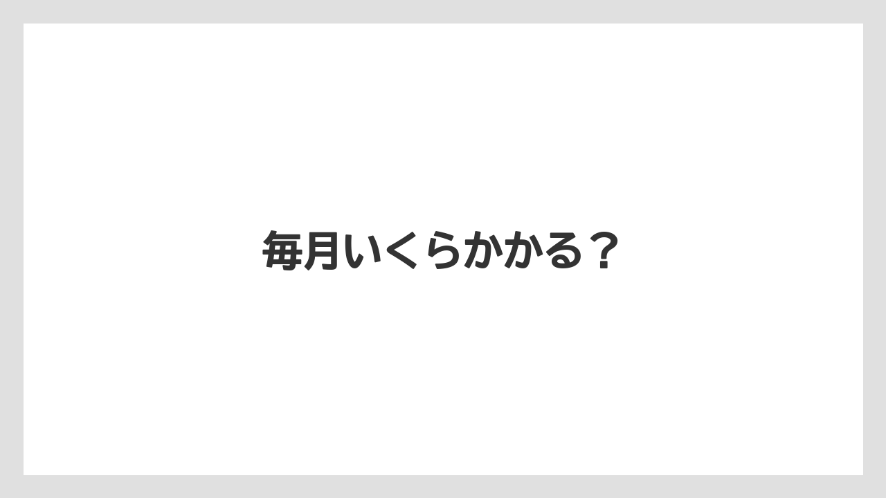 毎月いくらかかる？