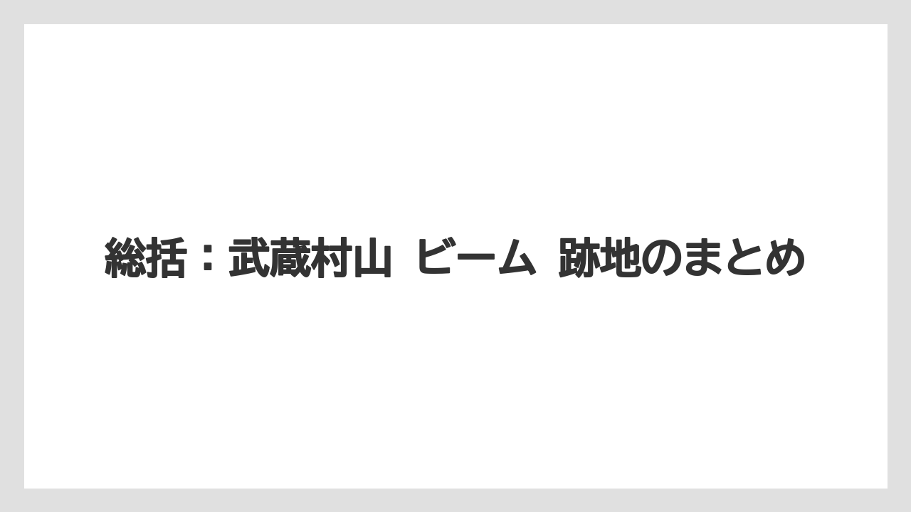 総括：武蔵村山 ビーム 跡地のまとめ