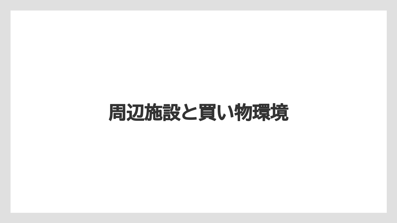 周辺施設と買い物環境
