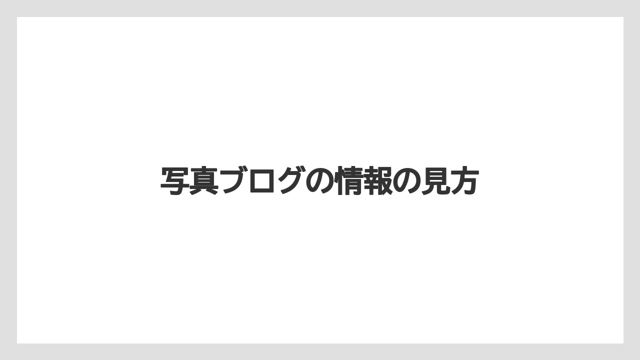 写真ブログの情報の見方
