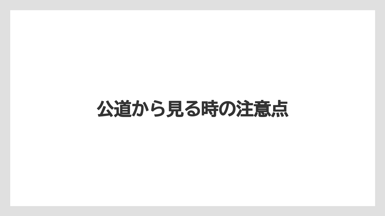 公道から見る時の注意点