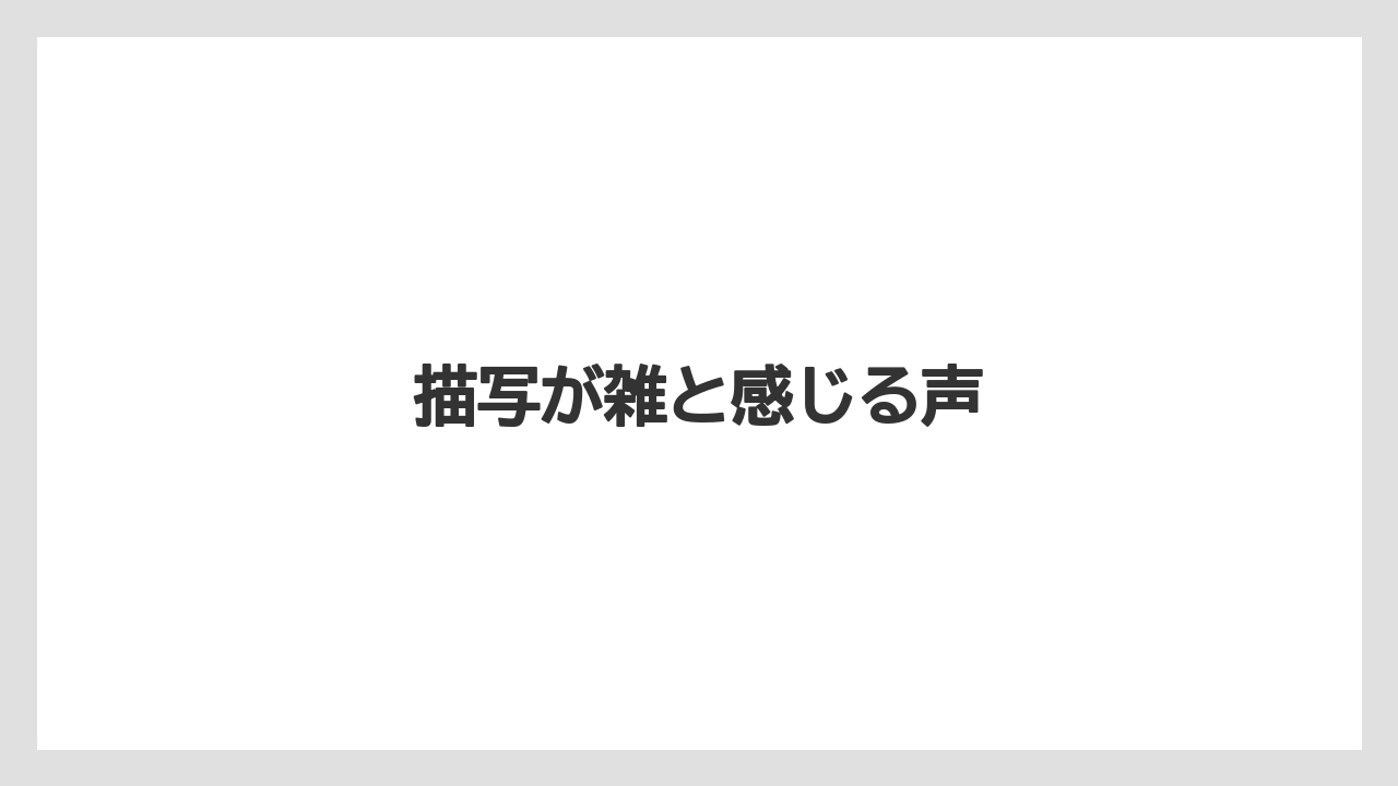 描写が雑と感じる声