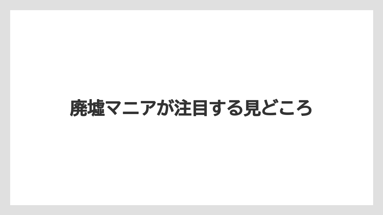 廃墟マニアが注目する見どころ