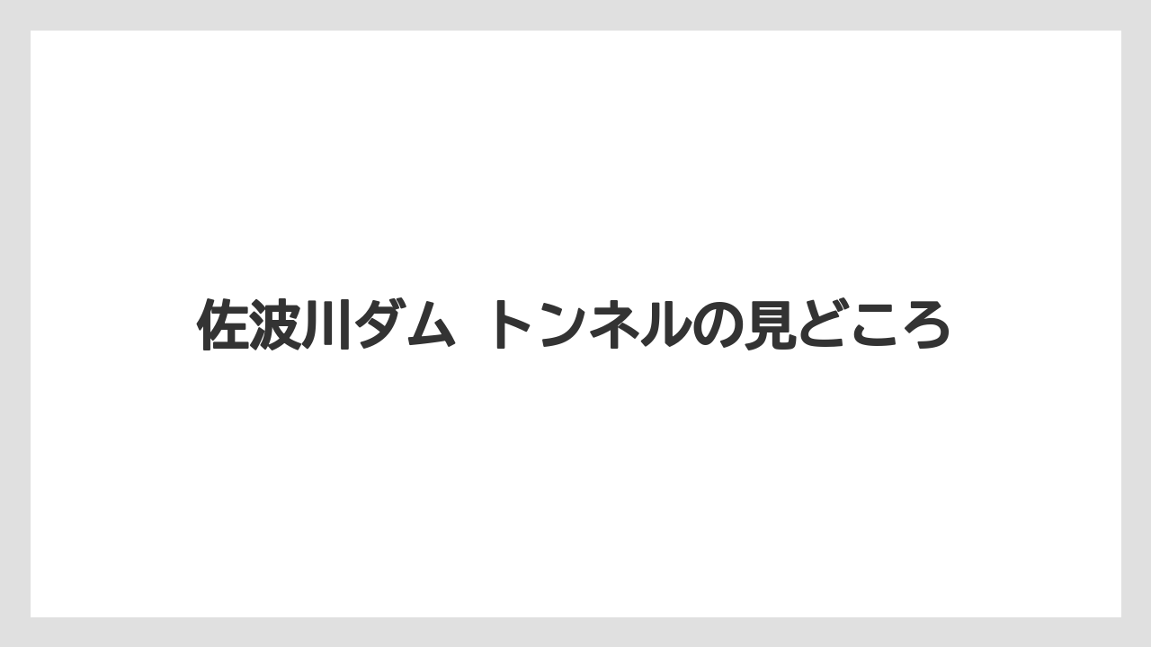 佐波川ダム トンネルの見どころ
