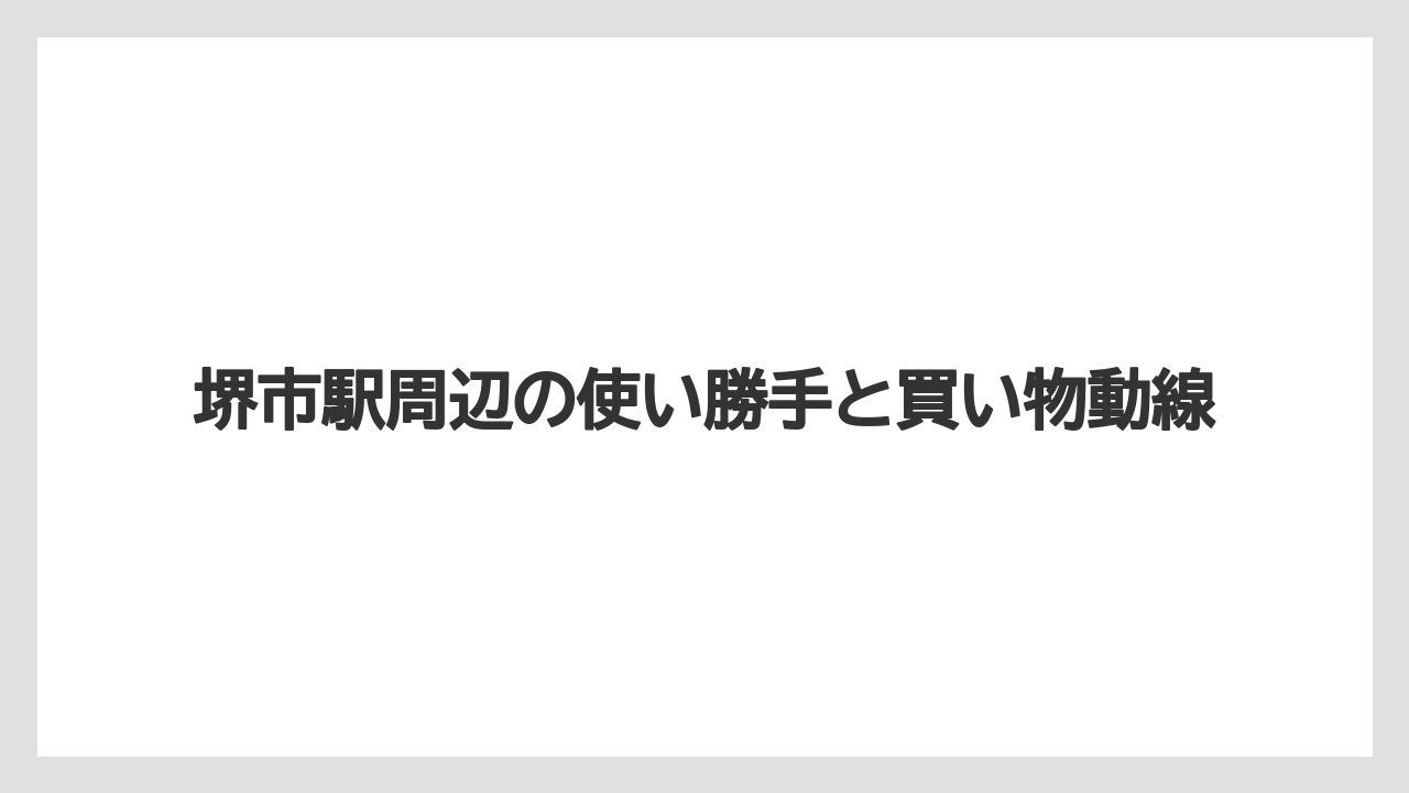 堺市駅周辺の使い勝手と買い物動線