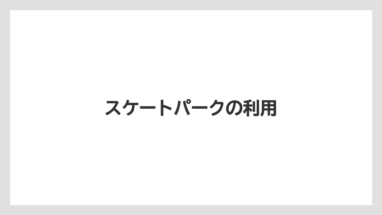 スケートパークの利用
