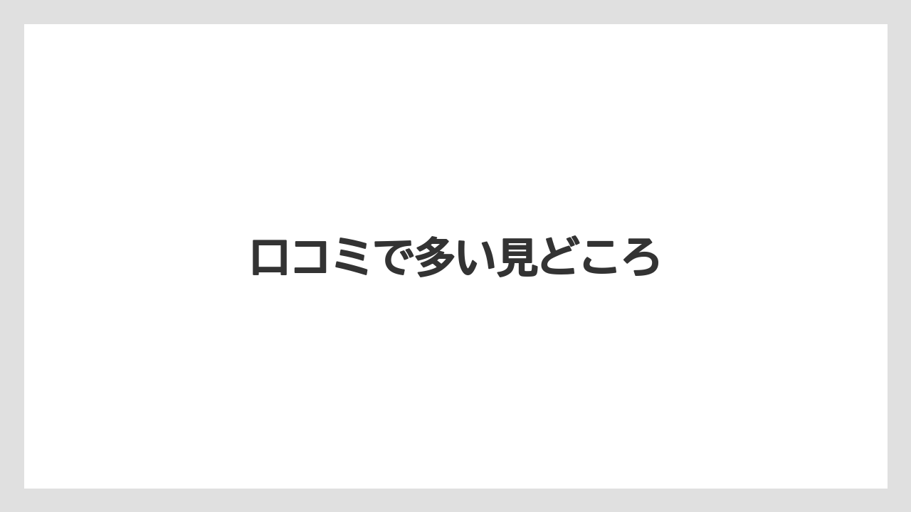 口コミで多い見どころ