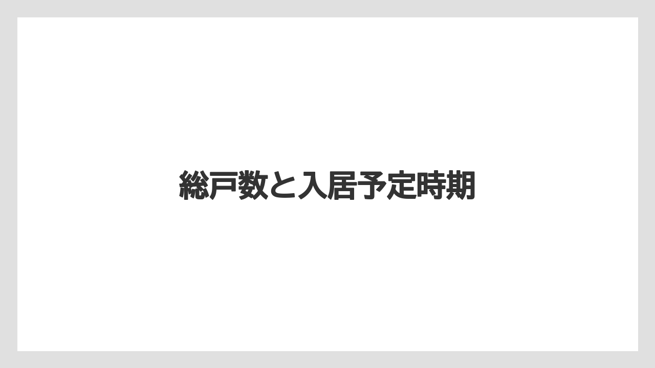 総戸数と入居予定時期