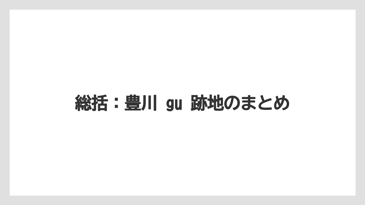 総括：豊川 gu 跡地のまとめ