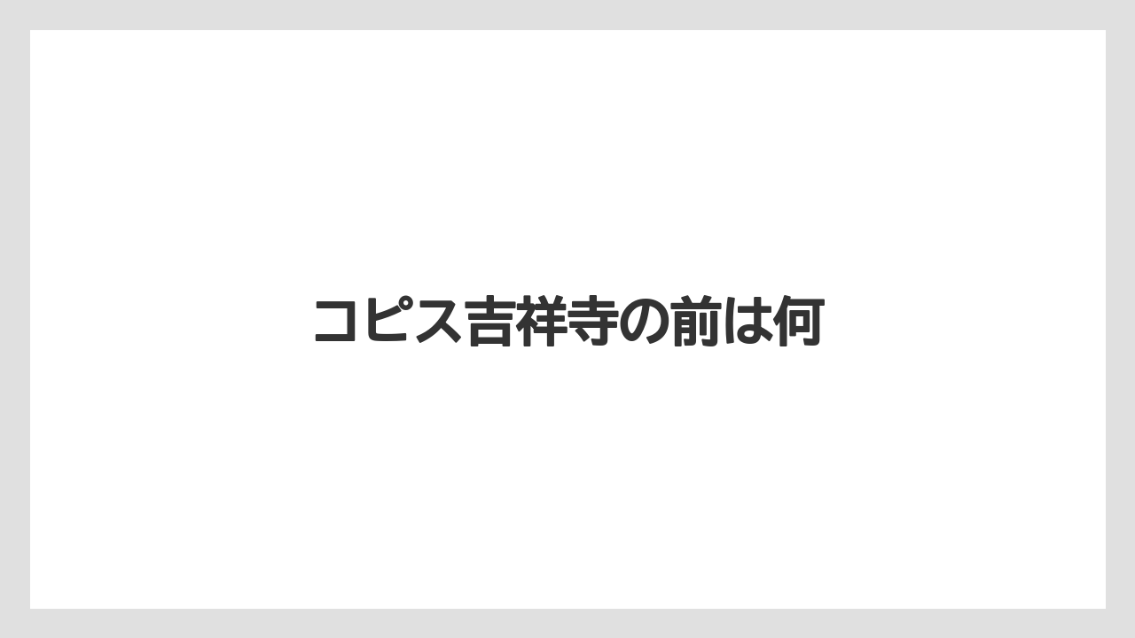 コピス吉祥寺の前は何
