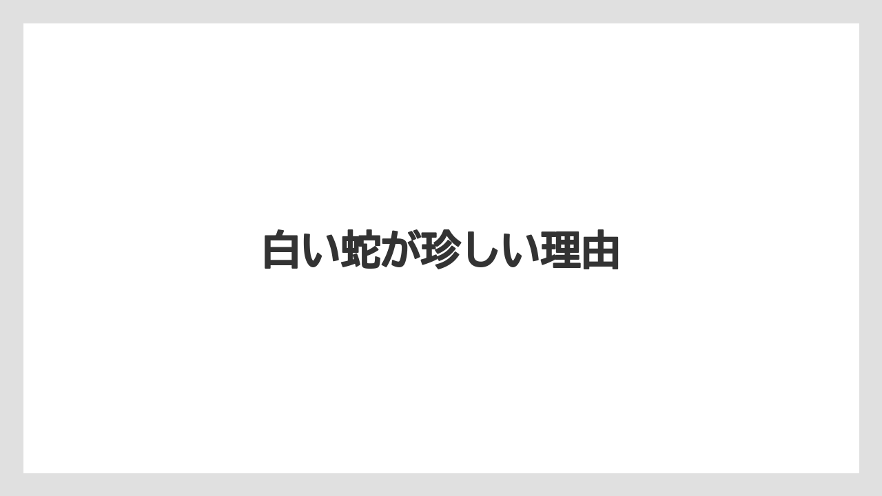 白い蛇が珍しい理由