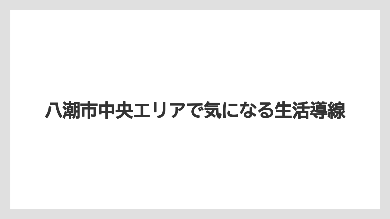 八潮市中央エリアで気になる生活導線